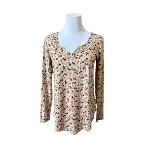 Maurices Prairie‎ Floral Soft Yellow Henley Knit Top SMALL Casual Coquette NWT